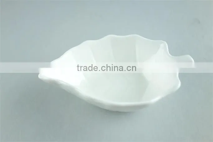 beautiful small white porcelain leaf-shaped plate