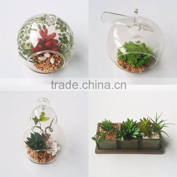 Real touch mini artificial succulent plant bonsai with pot for decor