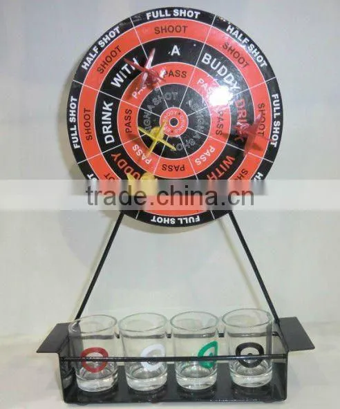 Crystal Clear Shot Glass Darts Set Bar Drinking Game Board Party Bullseye Target