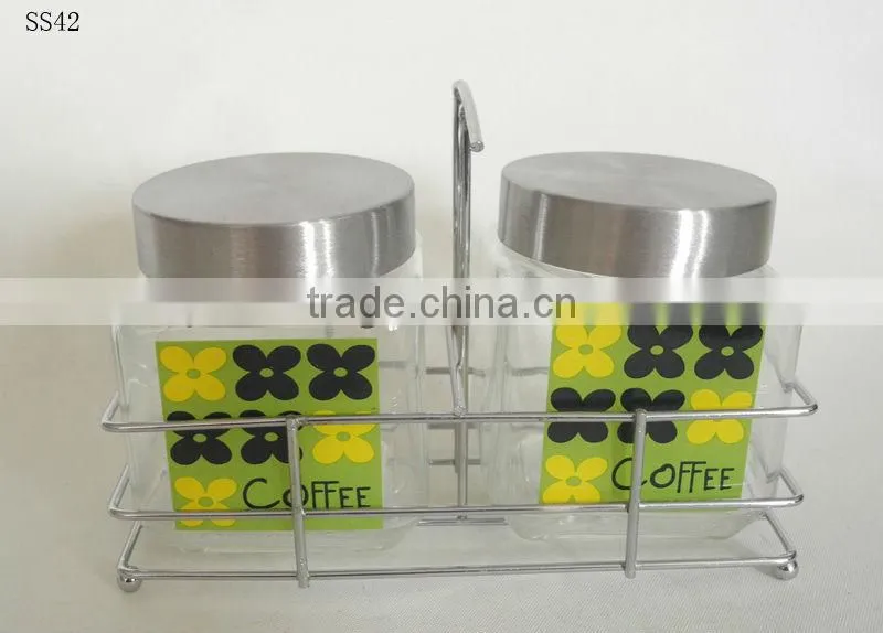 2016 zibo clear square glass jar for spices condiment set