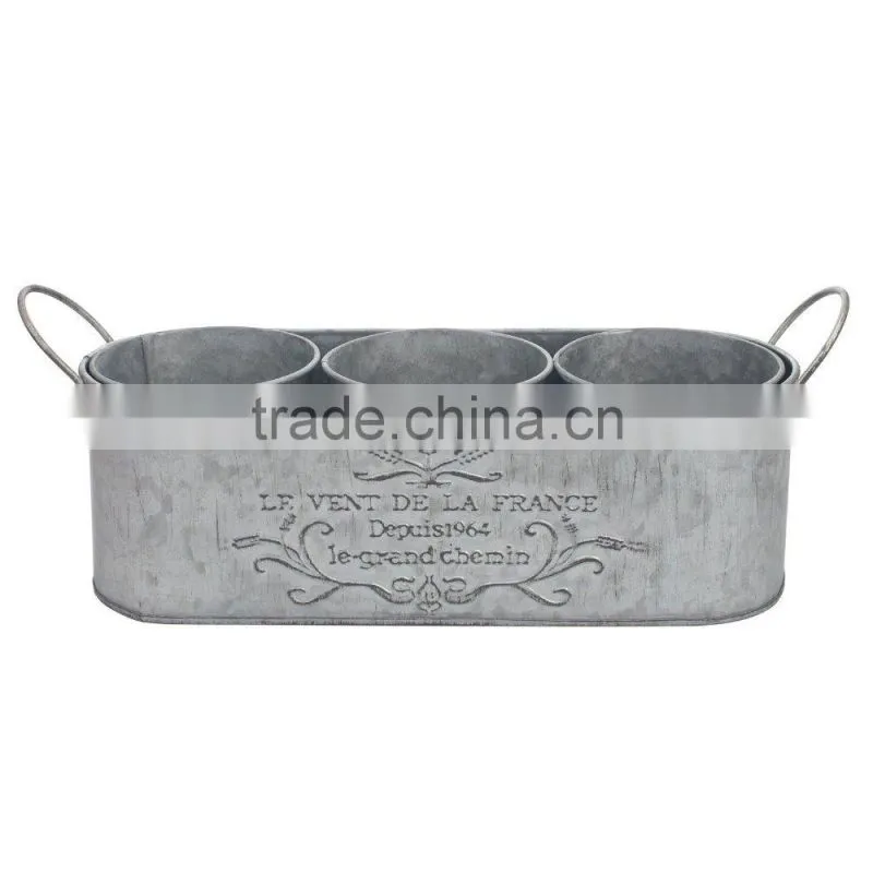 Hot sales garden zinc flower pot metal planter with string handle
