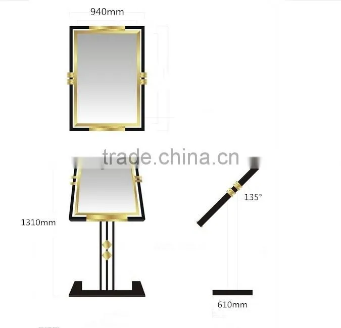 Fashionable luxurious hotel lobby sign stand/ attractive design golden color restaurant sign stand P-80 Hot sale!