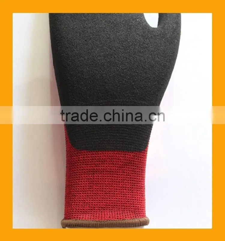 Black Sandy Finish Nylon Nitrile Working Gloves