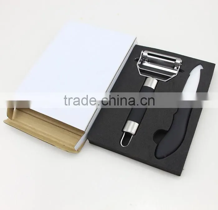 Stainless Steel Peeler Ceramic Knife Set Packed in EVA Tray