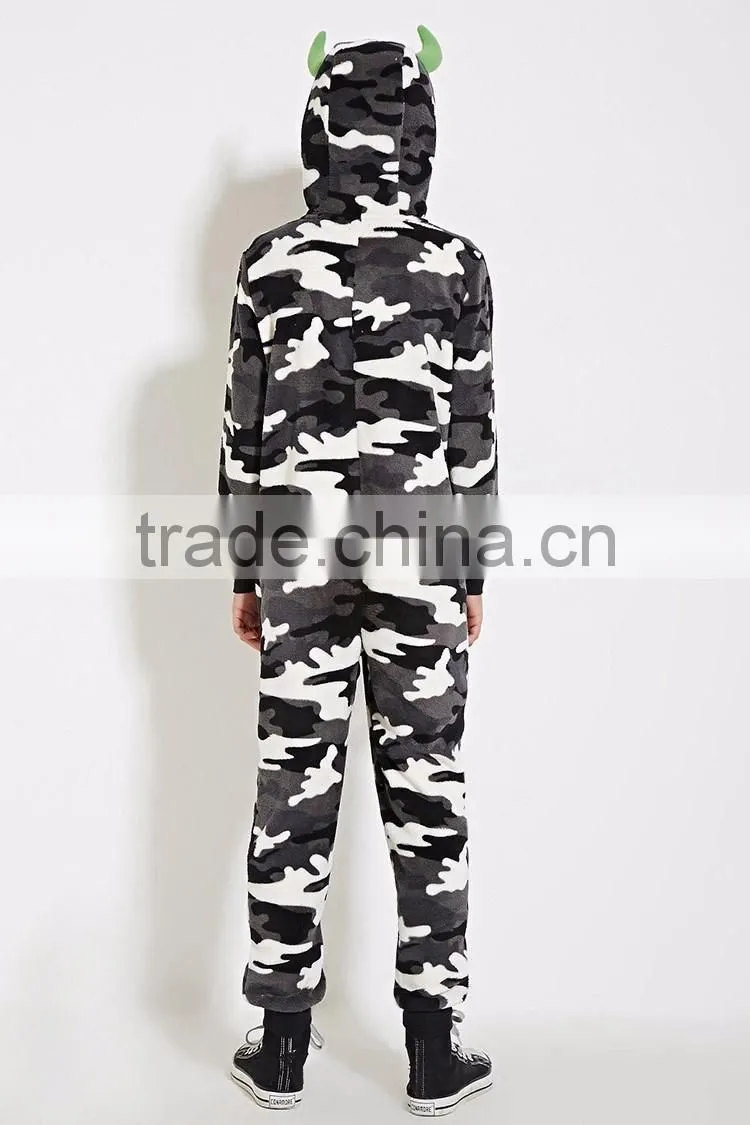 2016 flannel camouflage printing boy animal winter jumpsuit pijamas kids