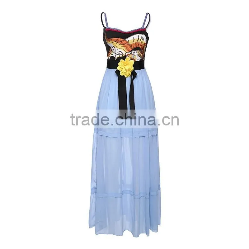 Maxnegio spaghetti strap with tiger print beach dress