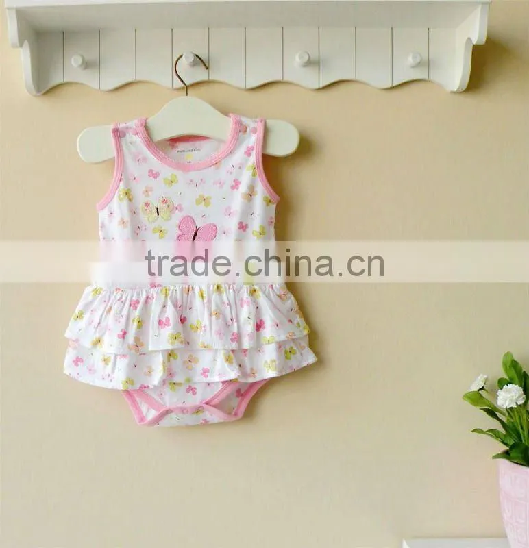 mom and bab 2012 summer baby wear 100% cotton embroider girl lace bodysuit