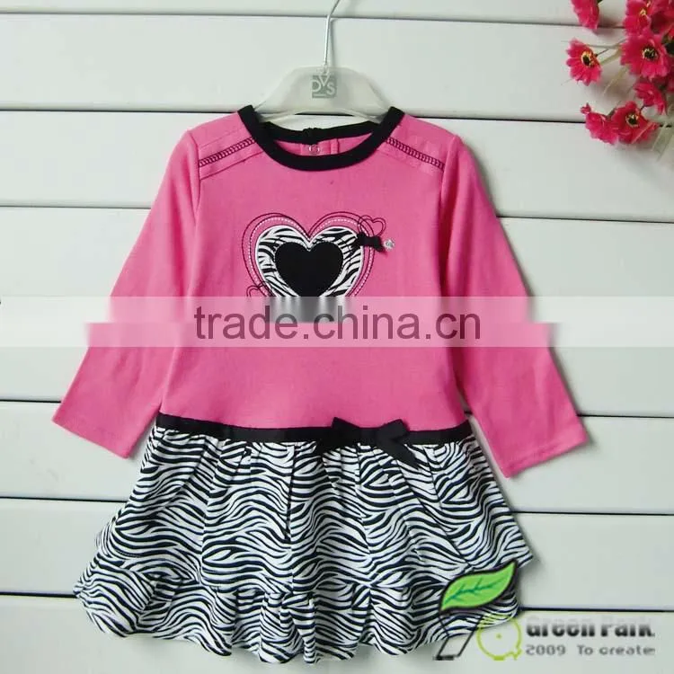girls pink cute zebra dress with leggig suits baby outfits children's clothes sets
