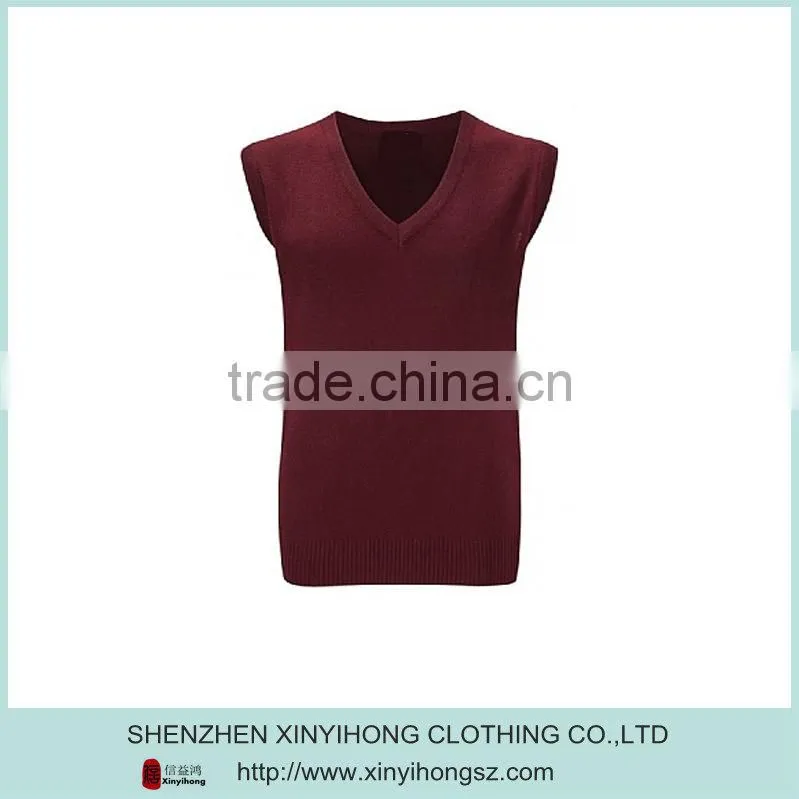 Autumn Red Color V-Neck Ladies Golf Wholesale Knitwear Without Sleeve