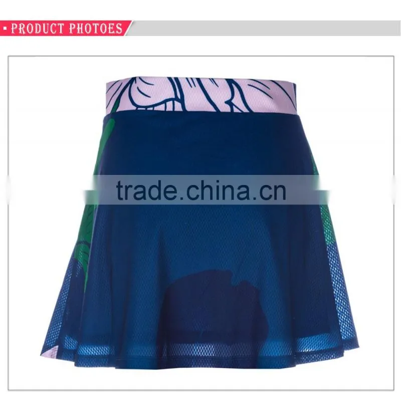 New design mesh blossom flared shape 100%polyester tennis skirt wear