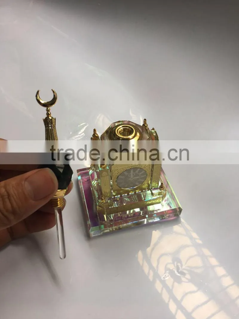 Wholesale Saudi Royal Makkah Clock Tower PERFUME Crystal Model Manufacture islamic wedding souviner gift