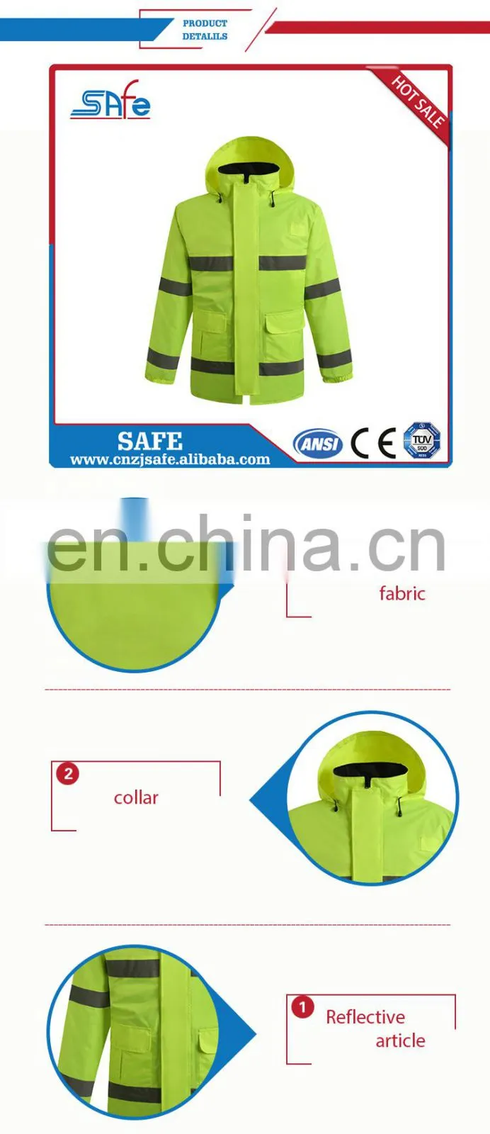Fashionable reflective running raincoat for motocycle
