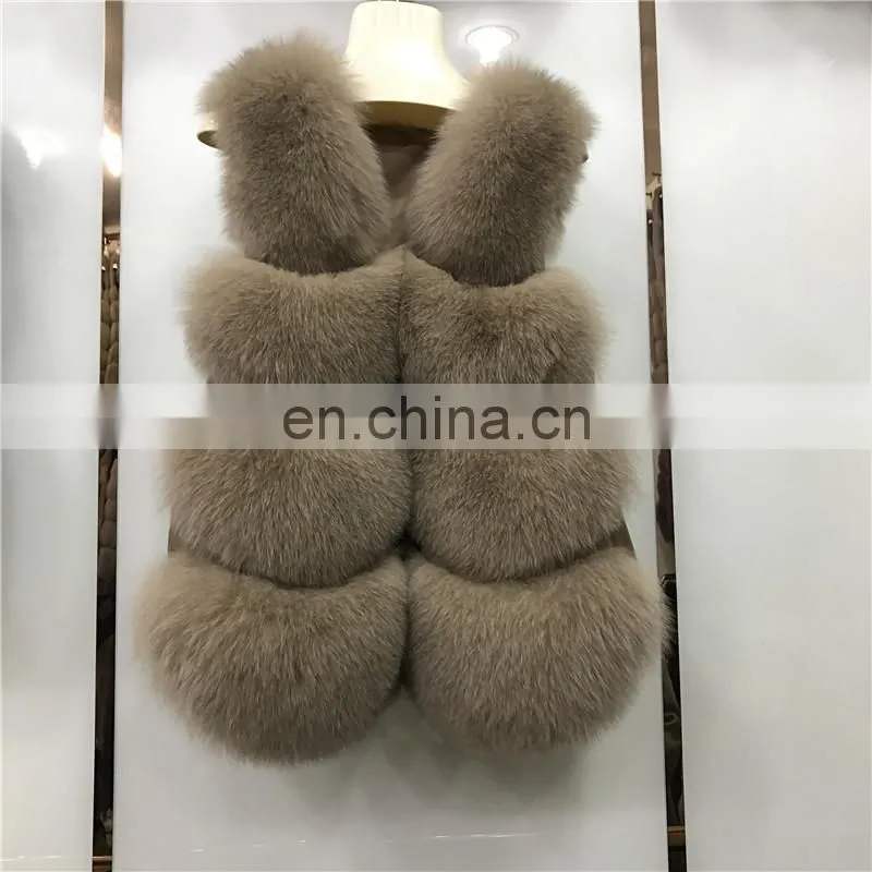 2017 Women Fox Fur Vest Winter Long Vest Real Fur Coat Vest Price Waistcoat
