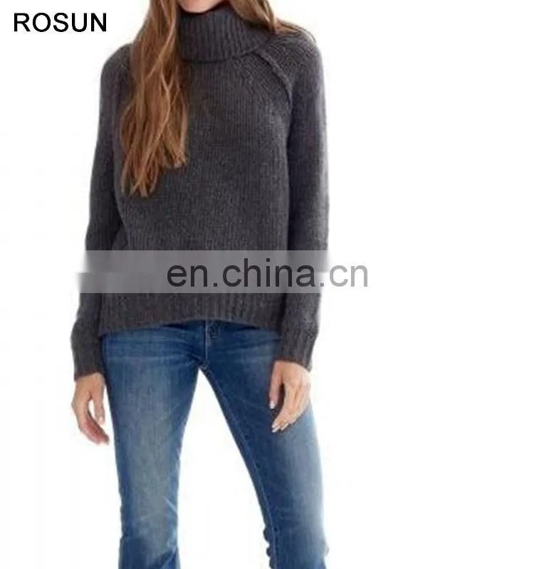 Top selling turtleneck no pattern 100% cashmere sweater for women in the style of retro