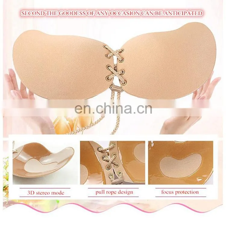 Hot Sale 4 Color Cloth Backless Strapless Invisible Push Up Magic Bra
