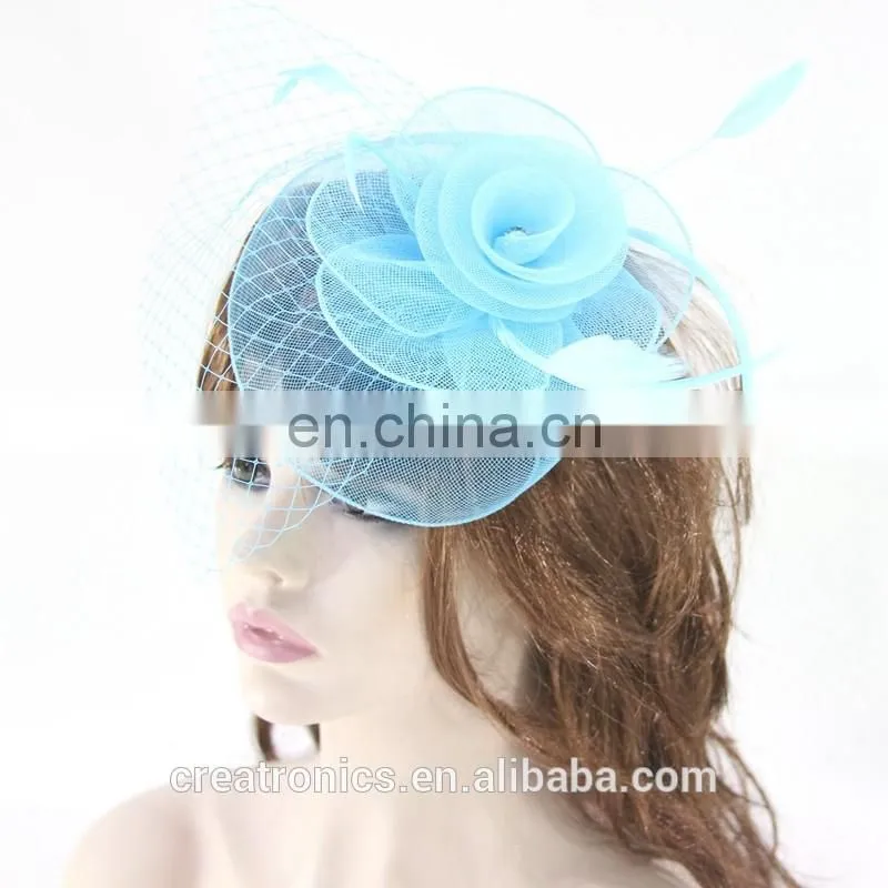 Classic Fashion Head Piece Bridal Hair Clip Women Mini Top Hat Feather Fascinator Wholesale