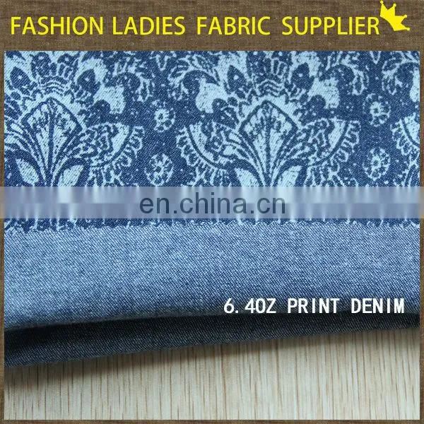 100% denim fabric print denim jeans