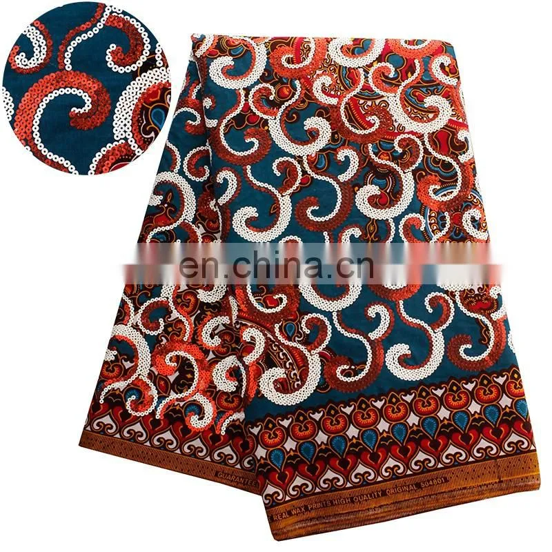 2016 unique african wax with sequins fabric