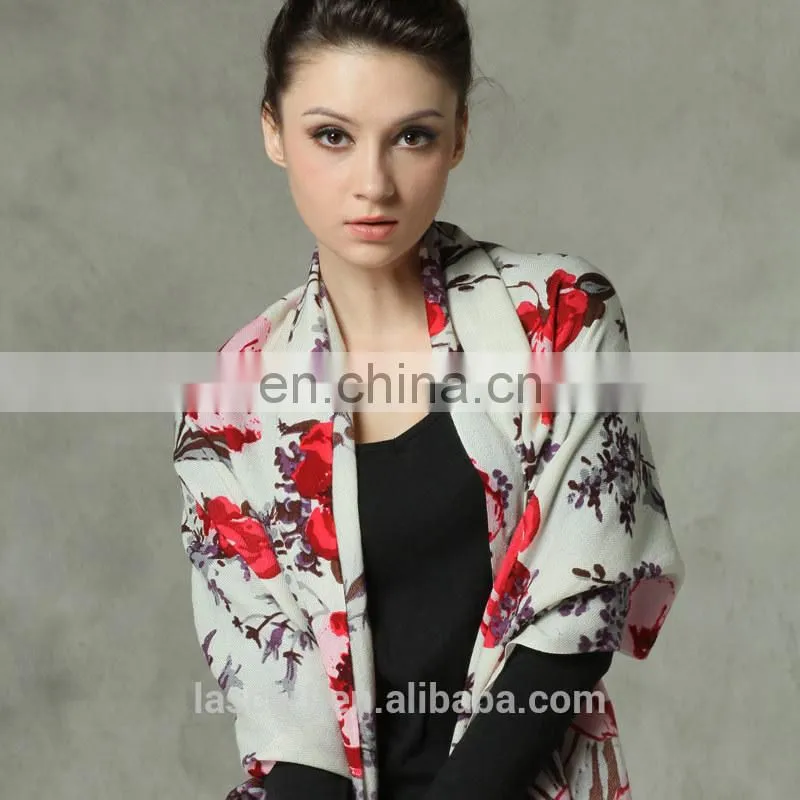 colorful flower Australia pure wool scarf