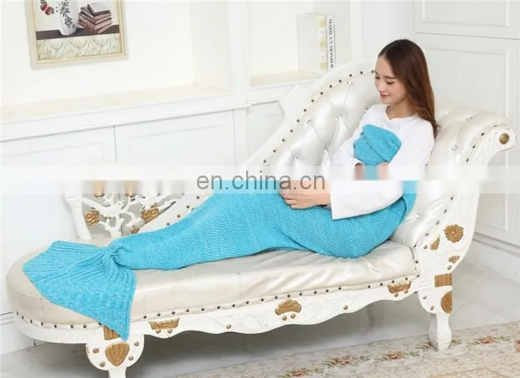 Wholesale custom 100% acrylic fibers united fashion mermaid tail blanket