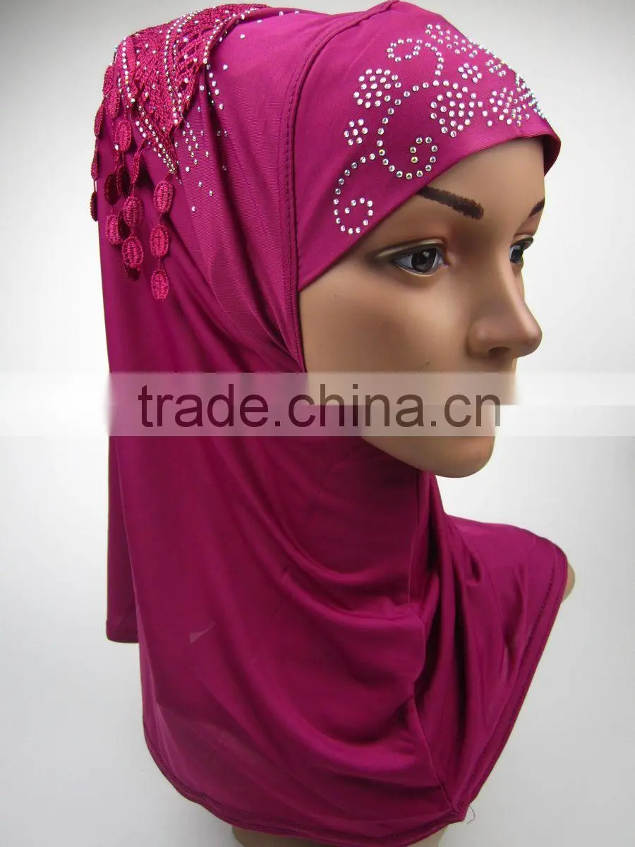 NEW 2016 spring islamic flower headscarf shawl fringe Applique HIJAB 12colors