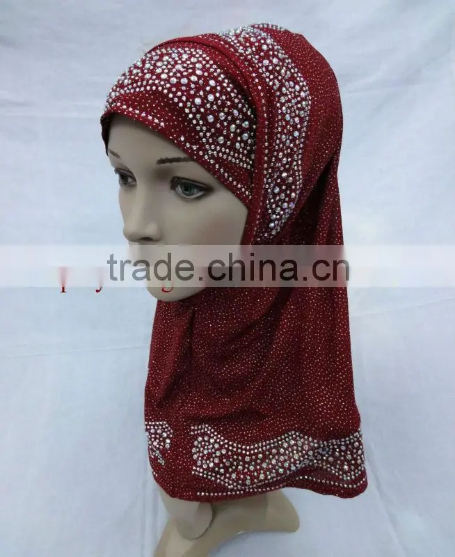 A475 Popular beaded 2pcs hijabs al amira