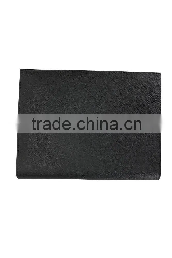 Wholesale High Quality Custom Black Color Genuine Saffiano Leather Office File Bag Document Folder Notebook
