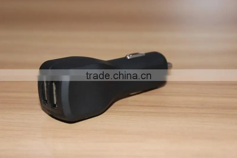 3.1Amp 3100mA output dual 2nd USB vehicle auto car charger with black painting rubberized finished