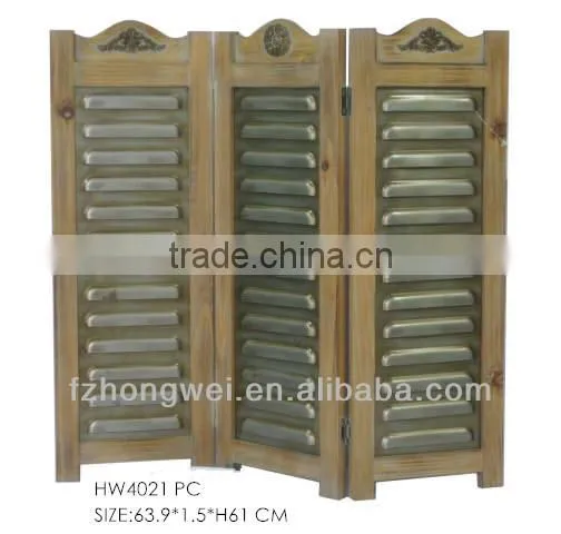 3-Panels Folding Antique Brown Wooden Room Divider/Room Screens for Home Decor