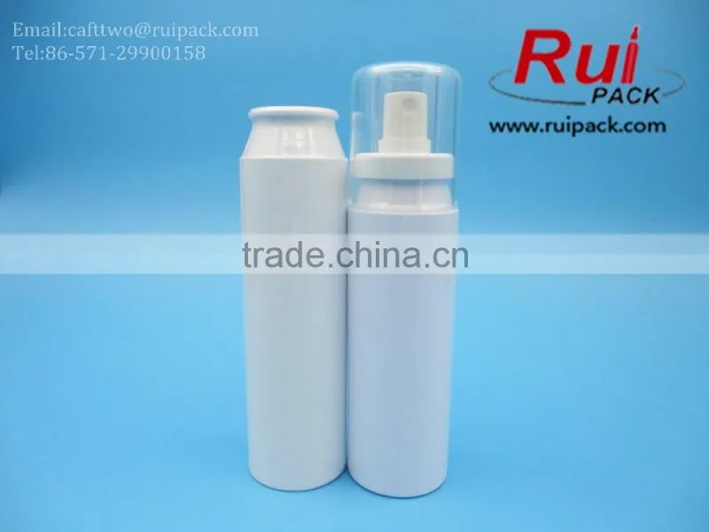 40/50/60/65/100/120/150/200ml round plastic PET bottle with 1 inch snap-on/crimp-on very mist sprayer perfume pump
