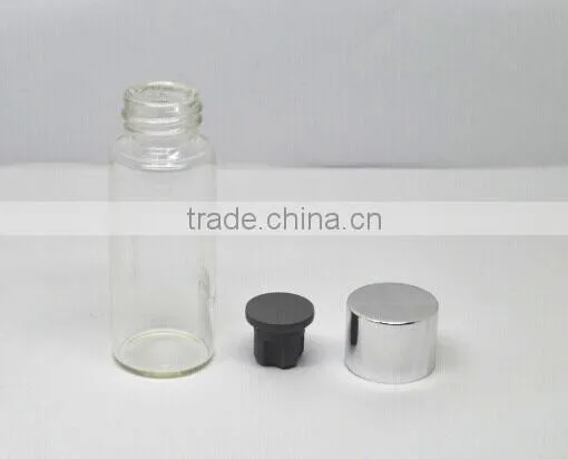 15ml clear glass pharmaceutical bottle with silicon rubber top and alu cap