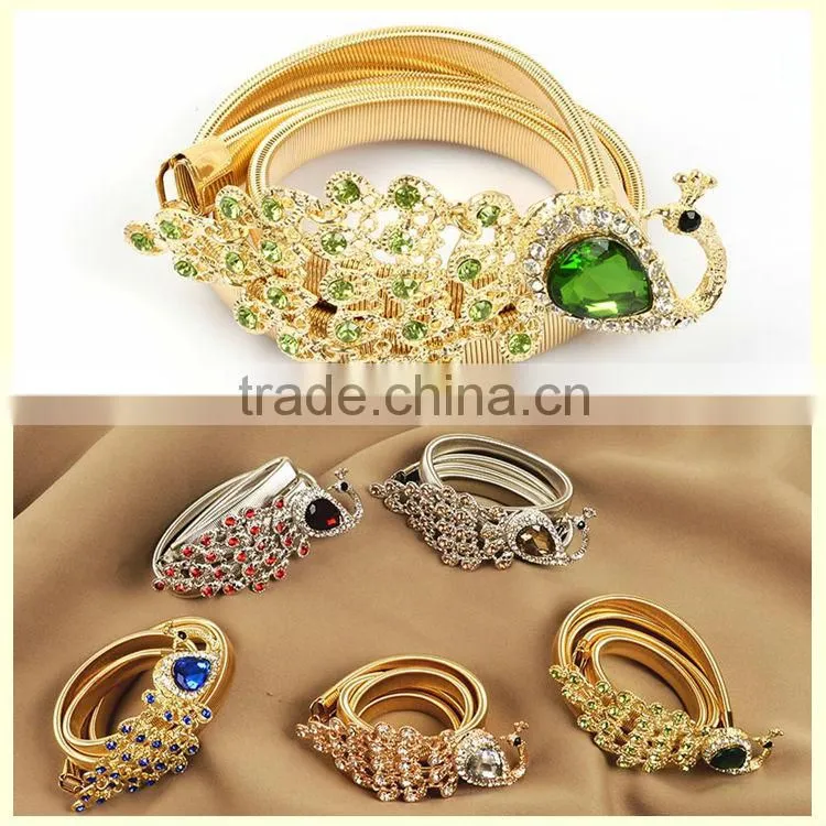 2014 new luxury jewelry dance costume peacock body belly chain