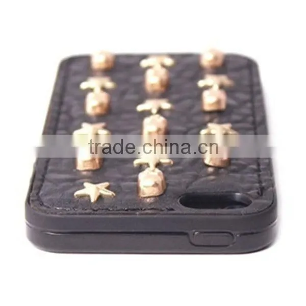 Hot Sale Fashion Metal Leather Case For IPhone5s Case with Retro Rivets
