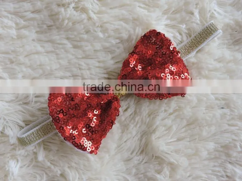 2016 sequined colorful baby girls hair accessory big bow style sparkling kids headbands