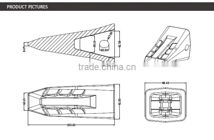 2016 YASSIAN spare parts low price excavator bucket teeth types pc400