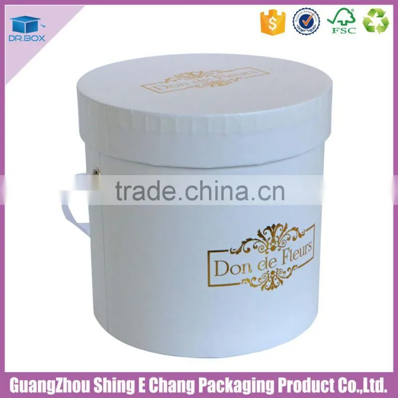 Logo customize gold stamp cardboard round rose flower box