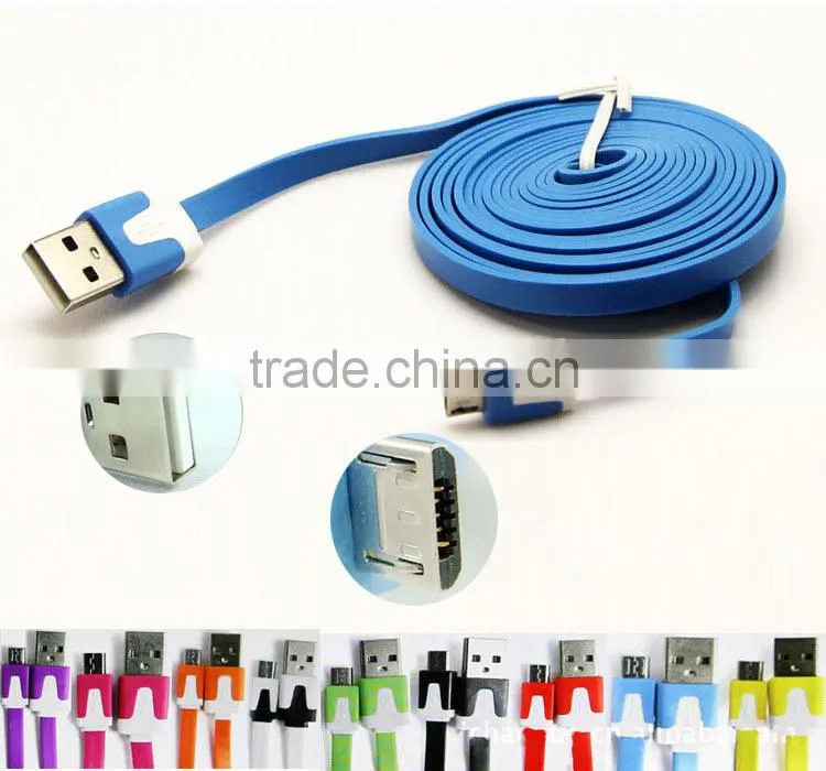 Flat Coloful micro usb cable,For Samsung usb 5pin cable
