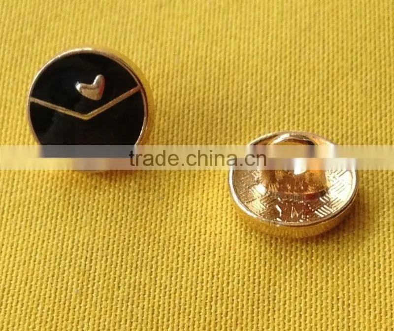 New Arrive Black Color Enamelled Fancy Metal Shank Button -- M1877