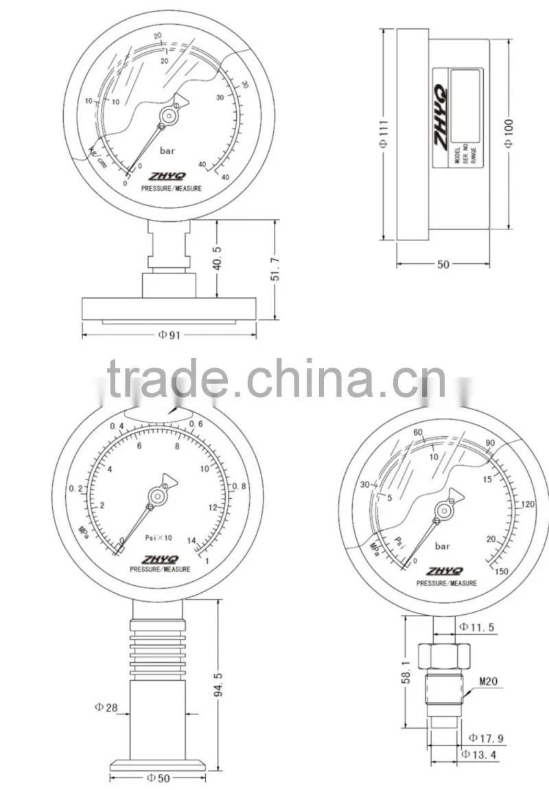 Gauge indicator display, Flange install, Melt pressure transducer, Melt Pressure Sensor