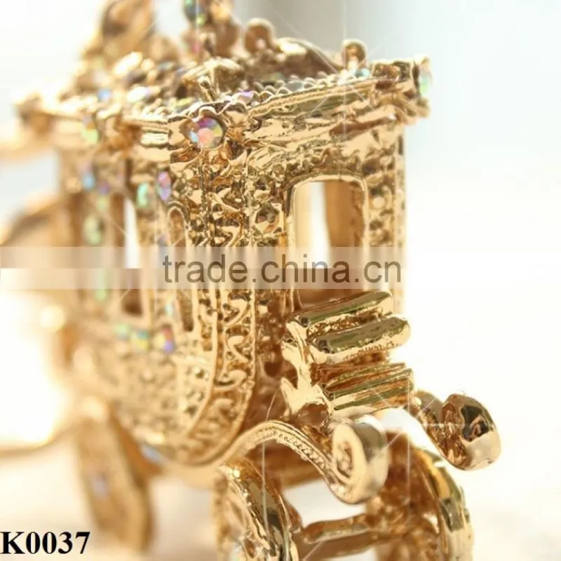 Christmas keychain gift rhinestone plated gold Pumpkin car keychain K0037
