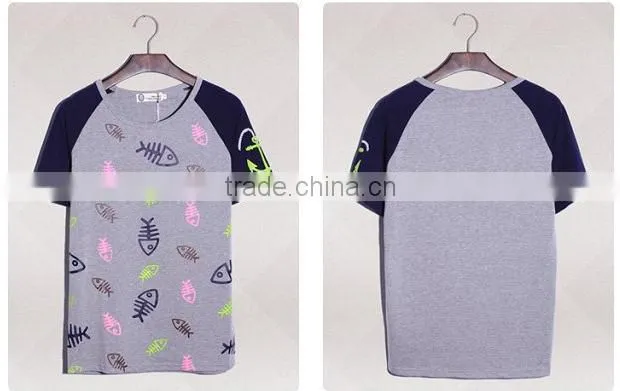 2014 the latest fashionable fishbone pattern t-shirt for lovers