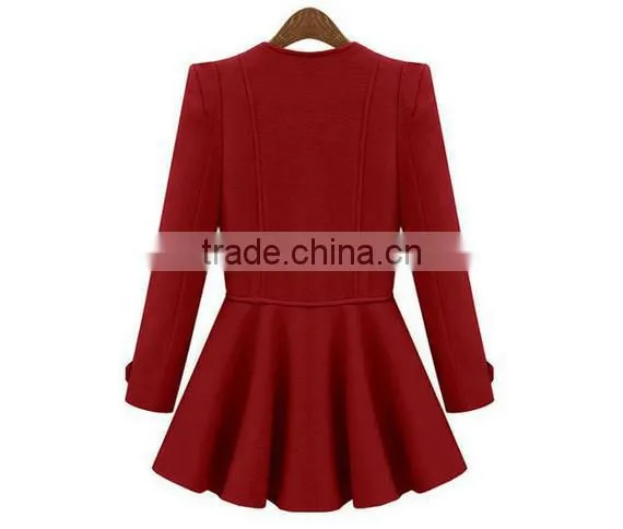 Fashion Womens Slim Thicken Lapel Purple Jackets Winter Warm Long Wool Overcoats