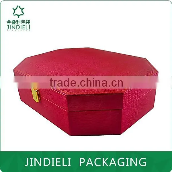 Mei red polygonal beauty leather cosmetic gift box packaging