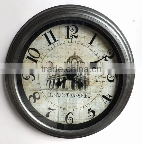Dia 60 cm country style Round Metal Wall Clock, Rustic Wall Clock