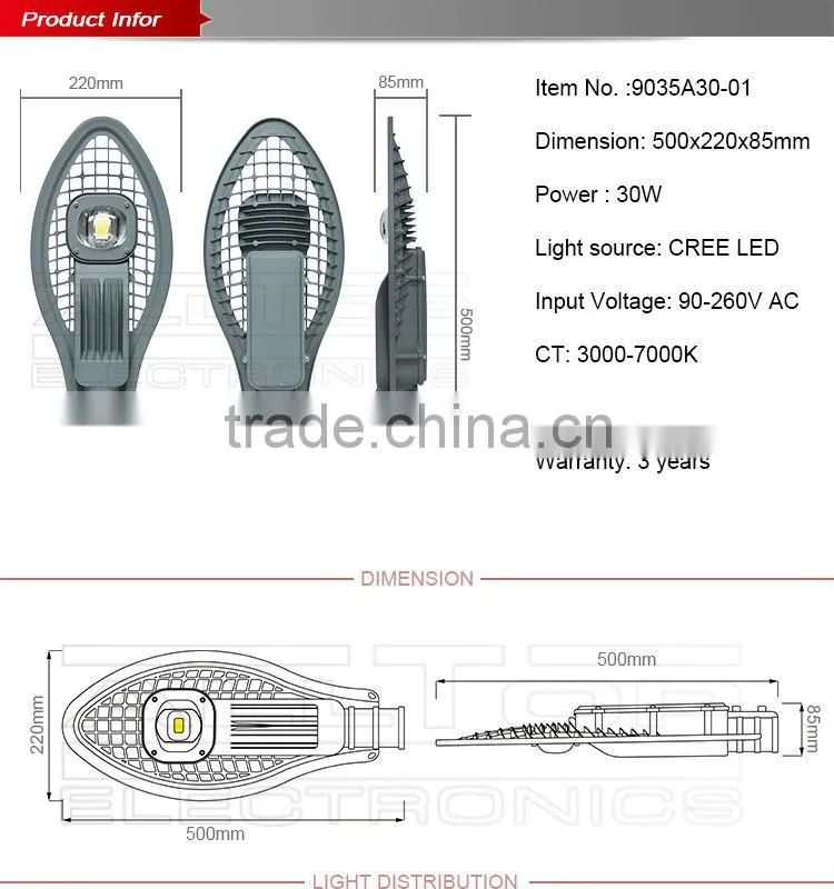 IP67 waterproof bridgelux cob 30W highway street led light