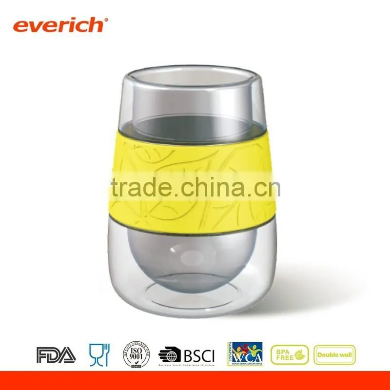 Everich customized double wall glass water bottle with silicone sleeve
