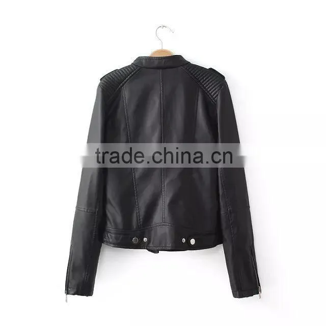 lovely jacket ,2014 china new design pu leather jacket for women