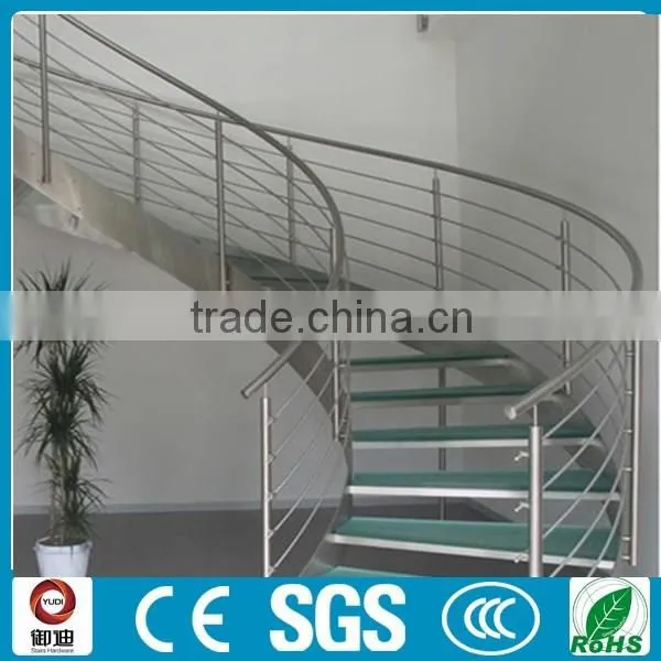 steel glass curve/spiral stairs with double stringer Chinese supplier--YUDI