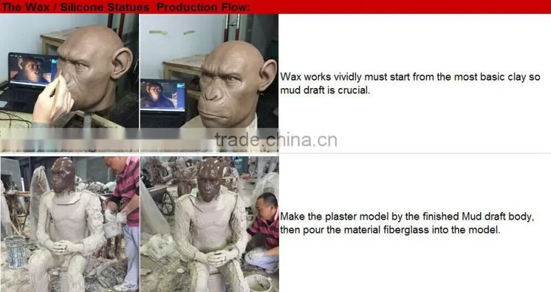Creative Vivid Lifelike Wax Statue of Long Neck Man for Art Exhibition