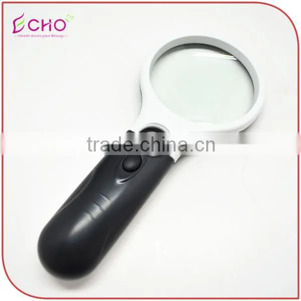 Handheld White-Black Magnifier Loupe with 3 LED Light